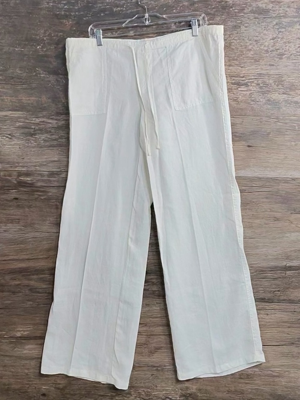 Victoria's Secret White Wide-Leg Linen-Blend Pull-On Pants